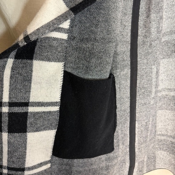 Anthropologie Field Flower Plaid Hooded Wool Cardigan Black White Women's XS - Picture 6 of 9